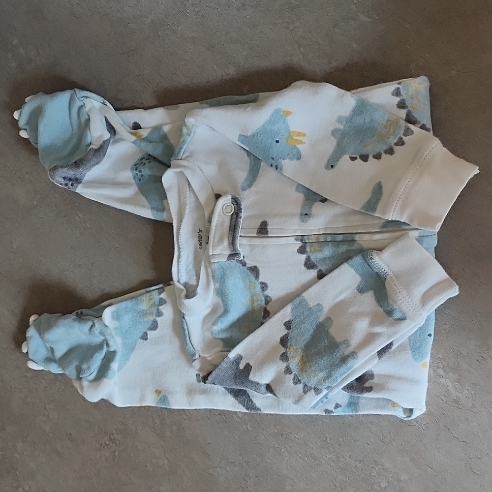 CARTERS Blue & Grey Dinosaur Sleeper 6 Months